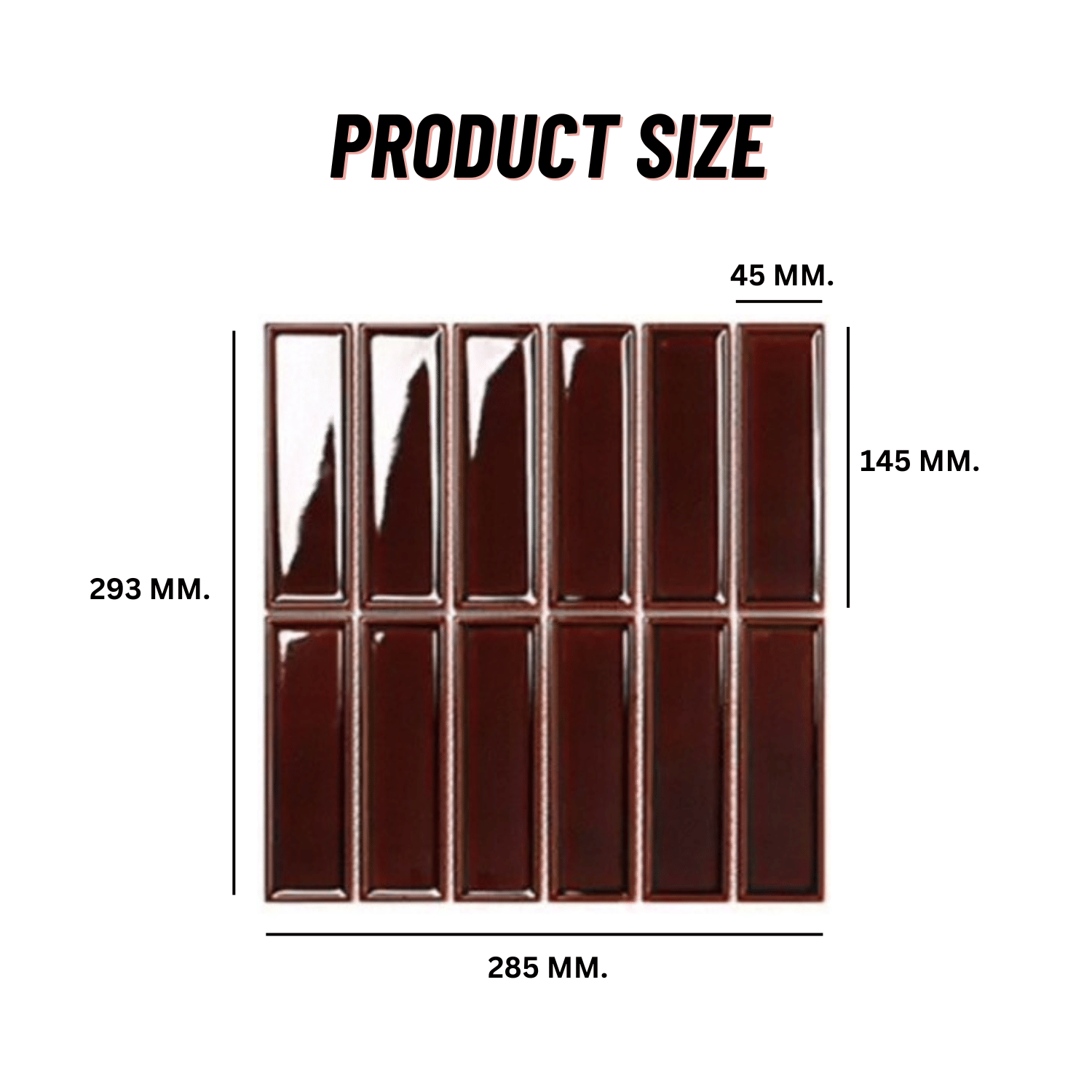 โมเสค TIMELESS TILES รุ่น BAR 29.3X28.5 ซม. สีแดงเข้ม DARK RED ผิวเงา_1